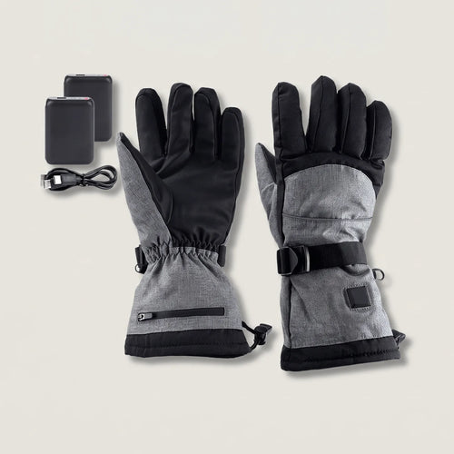 Beheizte Handschuhe BergHeat Gipfel in Grau mit zwei Akkus und Ladekabel