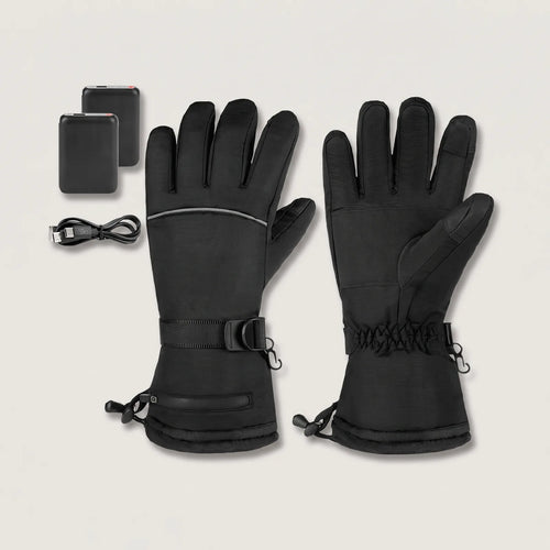 Beheizte Handschuhe BergHeat Gipfel in Schwarz mit zwei Akkus und Ladekabel