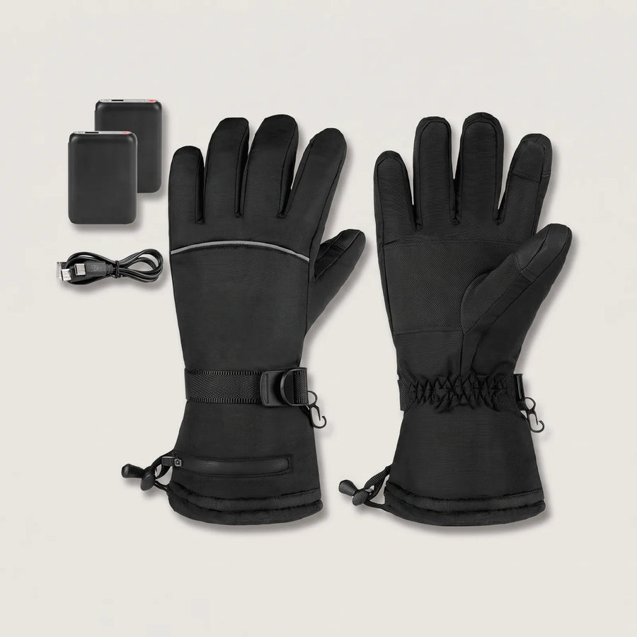 Beheizte Handschuhe BergHeat Gipfel in Schwarz mit zwei Akkus und Ladekabel