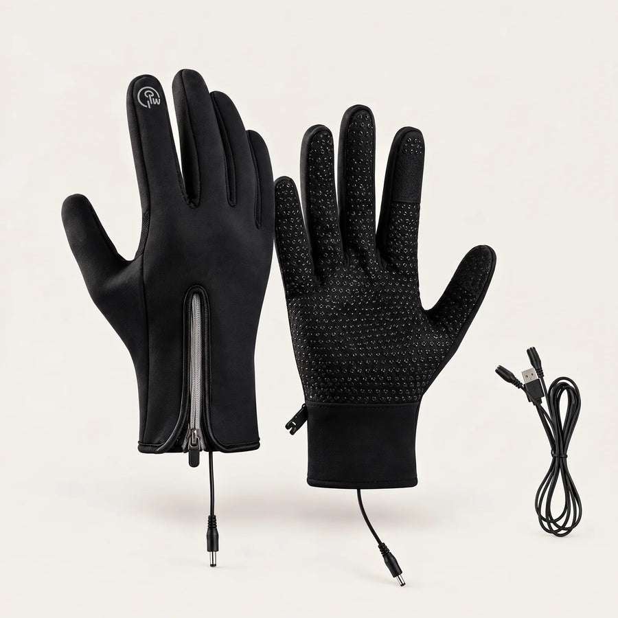 BergHeat Griff: beheizte Handschuhe als Paar mit Y-Kabel, Handrücken und Handfläche