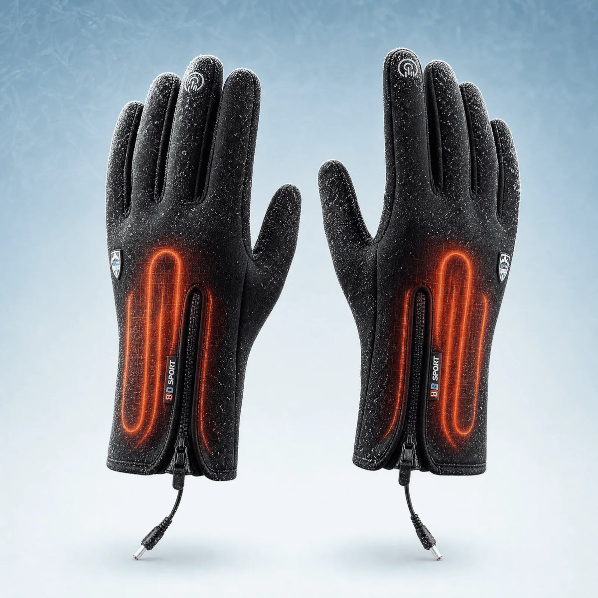 Beheizte Handschuhe BergHeat Griff als Paar, die Heizelemente auf dem Handrücken sind eingezeichnet